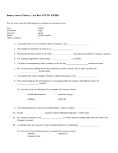 Interactions of Matter Unit Test STUDY GUIDE Answer