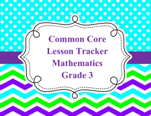 Common Core Lesson Tracker Mathematics Grade 3 Operations