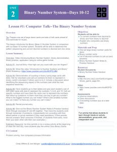 Lesson #1: Computer Talk--The Binary Number System