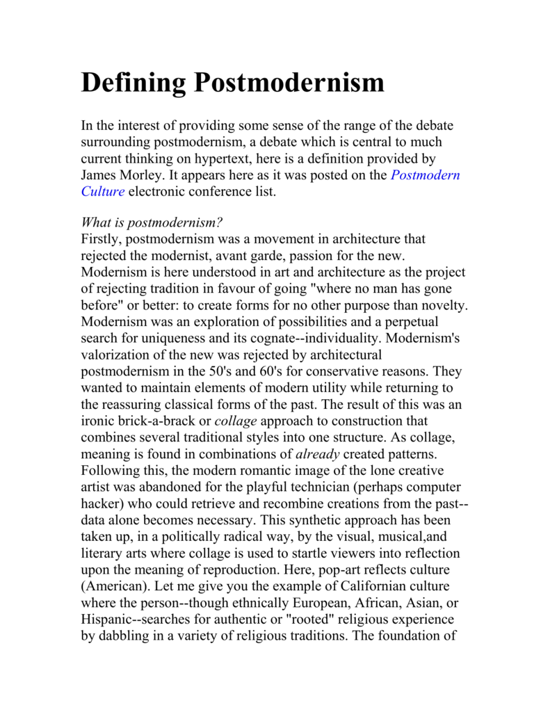 postmodernism history research paper