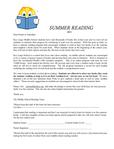 Summer Reading Book Report – Story Elements