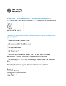 Application Checklist For Local-Only/Student Membership