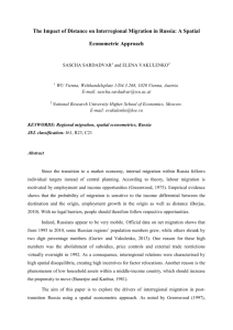 KEYWORDS: Regional migration, spatial econometrics, Russia