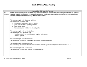 G2 Writing About Reading Learning Targets Lesson Alignment