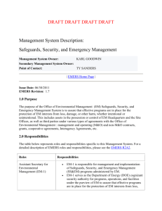 Safeguards, Security, and Emergency Management