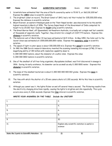 RB# Name Period SCIENTIFIC NOTATION Score /60pt Practice