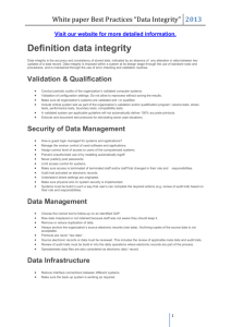White paper Best Practices *Data Integrity*