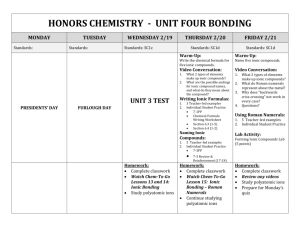honors chemistry - unit four bonding monday tuesday wednesday 2