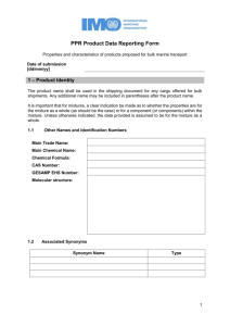 PPR Product Data Reporting Form