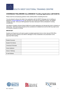 OVERSEAS FIELDWORK ALLOWANCE Funding Application (2014