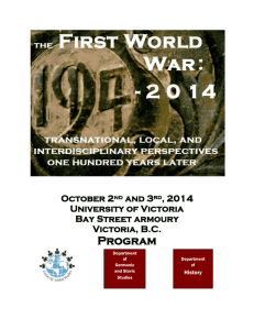 October 2 nd and 3 rd , 2014 University of Victoria Bay Street