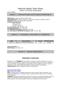 Material Safety Data Sheet Cobalt (II) Nitrate Hexahydrate ACC