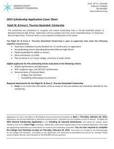 2015 Scholarship Application Cover Sheet Ralph W. & Emza E