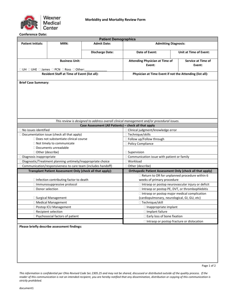 OSU Resource Morbidity And Mortality