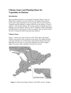 Climate Zones and Planting Dates for Vegetables in Ontario