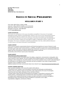 Issues in Social Philosophy SYLLABUS PART 1