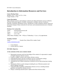 INF 382D: Course Information Introduction to Information Resources