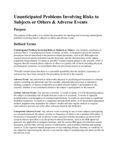 Submission of Unanticipated Problem/Adverse Event