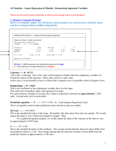 AP Statistics - Linear Regression : Interpreting Slope and Standard