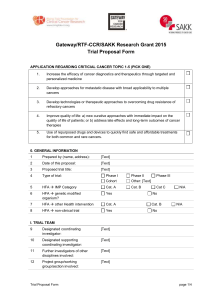 Gateway/RTF-CCR/SAKK Research Grant 2015 Trial Proposal Form