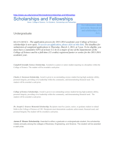 College of Science UG Scholarships