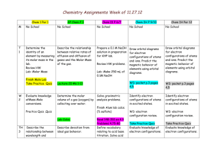 Chemistry Assignments Week of 11.27.12