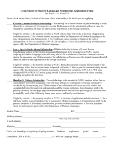 Department of Modern Languages Scholarship Application Form