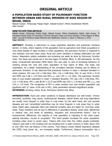 a population based study of pulmonary function between urban and