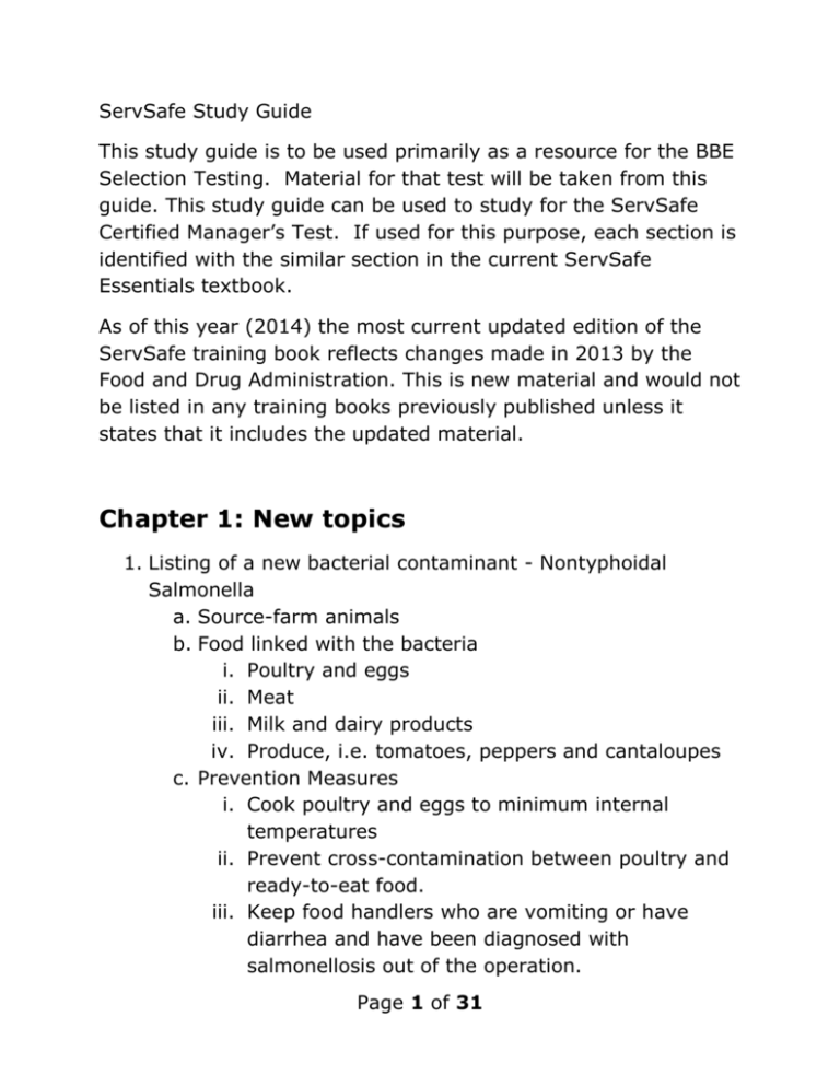The ServSafe Study Guide In Word Format