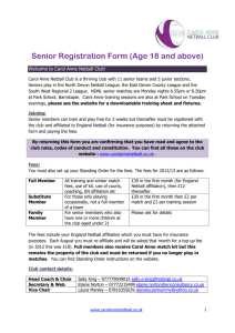Senior Registration Form (Age 18 and above) Welcome to Carol
