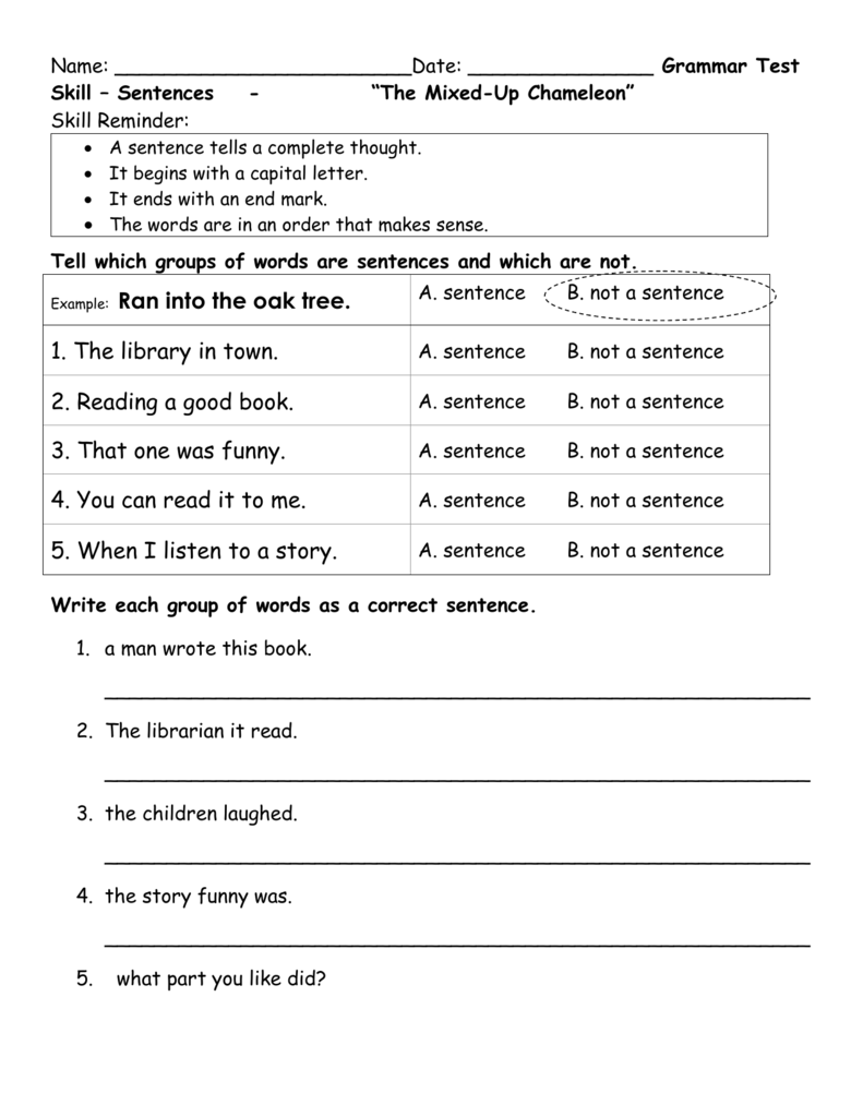 Sentences - Primary Grades Class Page