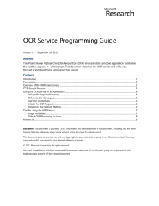 OCR Service Programming Guide