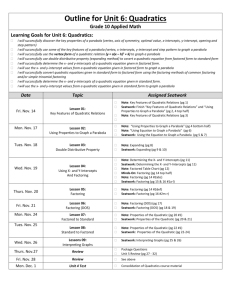 00 OUTLINE Quadratics Unit