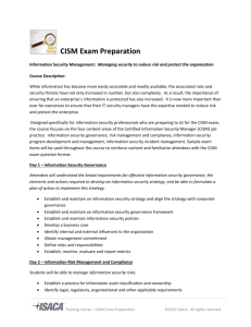 CISM Exam Preparation