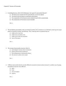 Chapter01: Theories of Personality In building theories, which of the