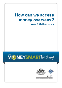 Year 8 Mathematics - How can we access money