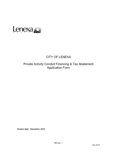 CITY OF LENEXA Private Activity Conduit Financing & Tax