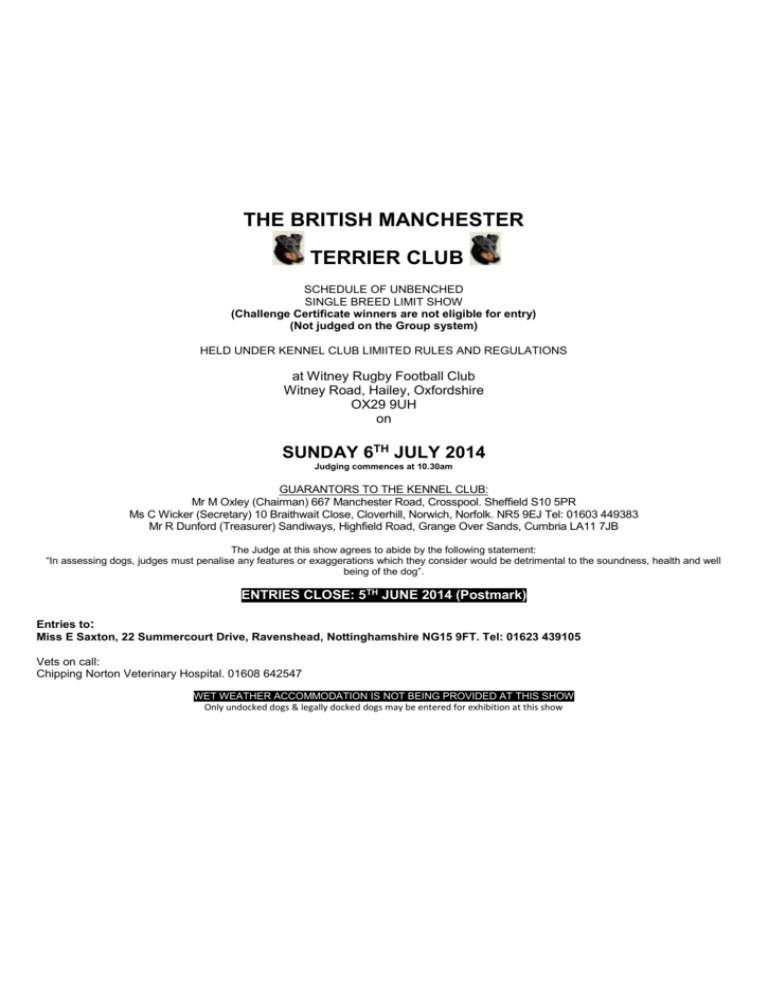 Judge Mr Clive Knight British Manchester Terrier Club