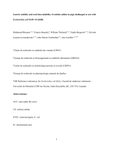 Gastric stability and oral bioavailability of colistin sulfate in