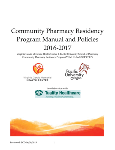 Community Pharmacy Residency Program Manual 2013-2014
