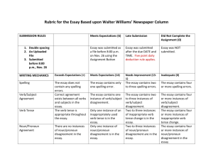 Rubric for the Essay Based upon Walter Williams` Newspaper Column