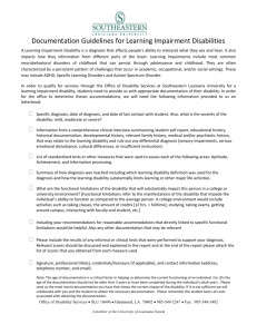 Documentation Guidelines for Learning Impairment Disabilities