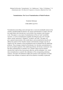 Abstract for the entry `Nominalization`. In L. Matthewson, C. Meier / H