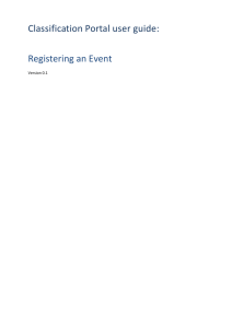 Classification Portal user guide Registered Events