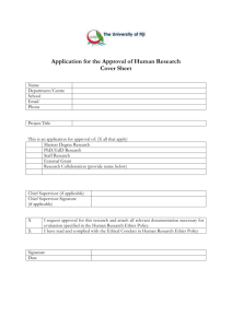 Application for Approval of Human Research Ethics Plus Guidelines