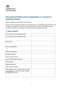 Secondary/middle school application to convert to academy