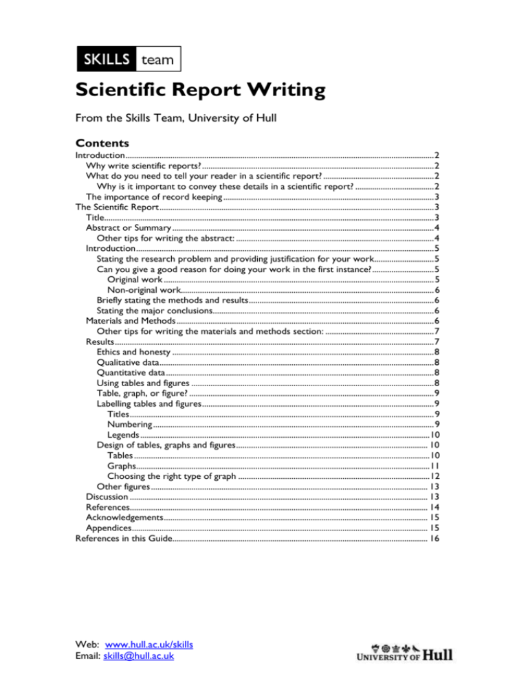 scientific report example year 9