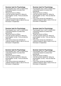 Summer task for Psychology