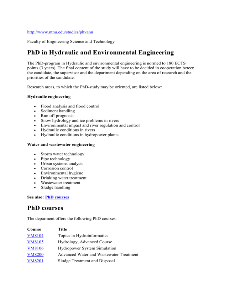 phd hydraulic engineering