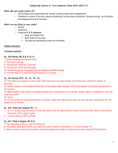 Review Outline for Atomic Structure Test